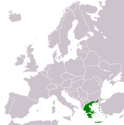 Map indicating locations of Greece and Vatican City