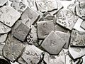 Image 32A hoard of mostly Mauryan punch-marked coins (from Punch-marked coins)