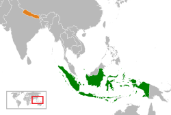 Map indicating locations of Indonesia and Nepal