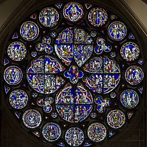 The Dean's Eye Window, a rare English rose window, at Lincoln Cathedral (1220–1235)