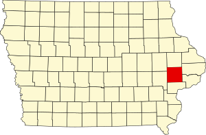 Map of Iowa highlighting Cedar County