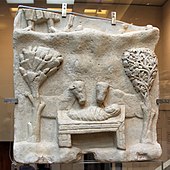 Slab with a relief representing the Nativity of Jesus; 4th-early 5th century; marble; Byzantine and Christian Museum (Athens)