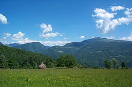 Panorama of the Mia and Matajur mountains, in the Julian Prealps