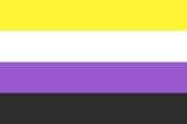 Yellow, white, light purple, and black stripes.
