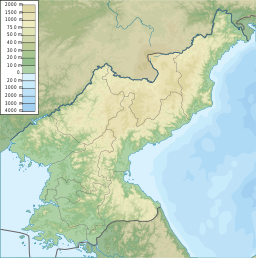 Location of the artificial lake in North Korea.