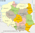 The administrative subdivisions of Poland in April 1945, including the Silesian Voivodeship.