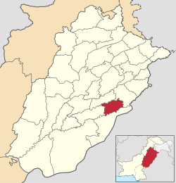 Karte von Pakistan, Position von Distrikt Pakpattan hervorgehoben