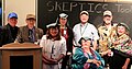 In the Trenches past winners. (left – back) Steve Campbell, Ben Baumgartner, Harriet Hall, Charles Wynn, Herb Masters. (left – front) Jeanine DeNorma, Carol Baumgartner and Suzi Beyerstein. All who forgot their Skeptic's Toolbox hat, wore a cloth napkin on their head.