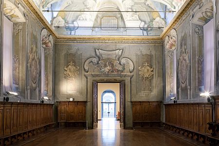 The Cenacolo hall, frescoed by Pietro Gilardi