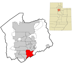 Location in Salt Lake County and the state of Utah.
