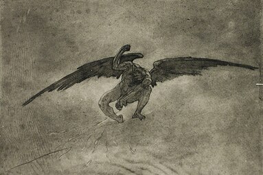 Satan Creating the Monsters from Les Sataniques (no date) soft-ground etching (13.1 x 19.6 cm) Los Angeles County Museum of Art