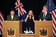 Secretary Blinken with New Zealand Foreign Minister Nanaia Mahuta in Wellington, New Zealand, July 2023