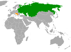Map indicating locations of Soviet Union and Yugoslavia