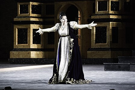 An opera singer in a production of Tosca