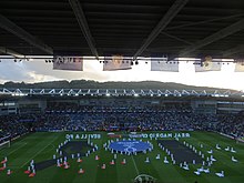 Opening ceremony for the 2014 UEFA Super cup final in Cardiff, UK.