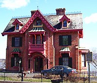 Warren House, Gothic Revival brick house with Carpenter Gothic trim and features, Newburgh, New York, Historic District