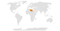 Map indicating locations of Albania and Libya