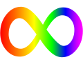 Autism infinity symbol from 2013, featuring a rainbow gradient from left to right