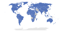 Map of the world showing signatory states of the Berne Convention
