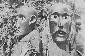 Batak masked dance during the festival of the dead, circa 1930