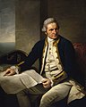 Image 75Famous official portrait of Captain James Cook who proved that waters encompassed the southern latitudes of the globe. "He holds his own chart of the Southern Ocean on the table and his right hand points to the east coast of Australia on it." (from Southern Ocean)