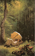 The Painter in a Forest Clearing, Lying under an Umbrella, c. 1850