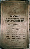 The plaque in memory of the Instructors and Officer Cadets of Officers Training School Mhow who died between 1940 and 1946