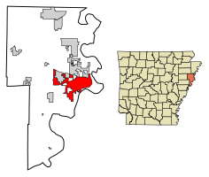 Location in Crittenden county and Arkansas