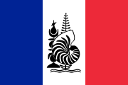 A French tricolour defaced with New Caledonia's emblem (unofficial).