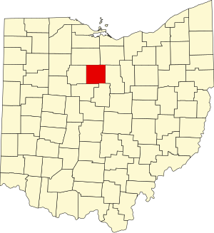 Map of Ohio highlighting Crawford County