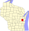 State map highlighting Calumet County