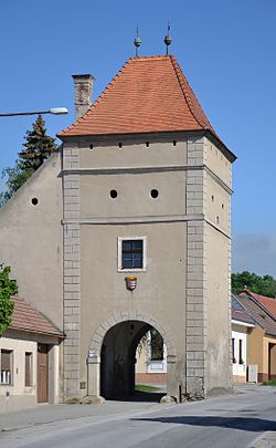 The "Upper Gate", the only remaining fortification gate in Modra