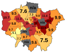 Percentage of Reception age children obese in 2020