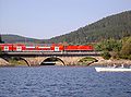 Double-decker train on the Schluchsee Bridge