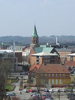 View of Silkeborg church (built 1877), looking north-west