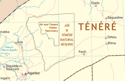 Map of the Ténéré - Aïr Natural Reserve area.