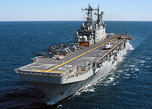 The USS Saipan (LHA-2) during Expeditionary Strike Group (ESG) integration training (2004).