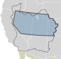 Utah-Territorium 1851 (blau) und der vorgeschlagene Staat Deseret
