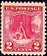 Washington at prayer at Valley Forge stamp, issued in 1928