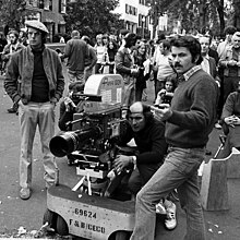 Friedkin and others during the filming of the Exorcist