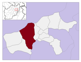District highlighted within Parwan Province and Afghanistan