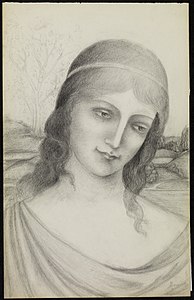 Bust of a woman in a landscape. Pencil on paper, 1910. Walters Art Museum, Baltimore.[18]