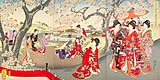 Ladies in the Edo palace enjoying cherry blossoms, Toyohara Chikanobu (1894)