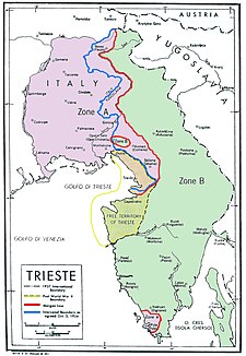 Colour-coded map of Trieste