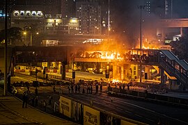 Fire in the Cross-Harbour Tunnel bridge that connects the MTR station and PolyU