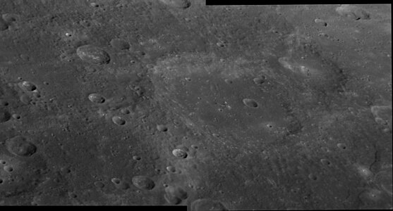 Derzhavin and Enheduanna craters from MESSENGER's second flyby of Mercury in October 2008.