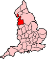 Image 4Lancashire, nicknamed "The Red Rose County" within England, showing ancient extent (from History of Lancashire)