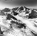 Bertha upper left with Mt. Crillon and Johns Hopkins Glacier. by Austin Post 1973