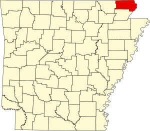 Map of Arkansas highlighting Clay County