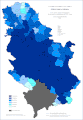Share of Serbian speakers in Serbia by municipalities 2011.